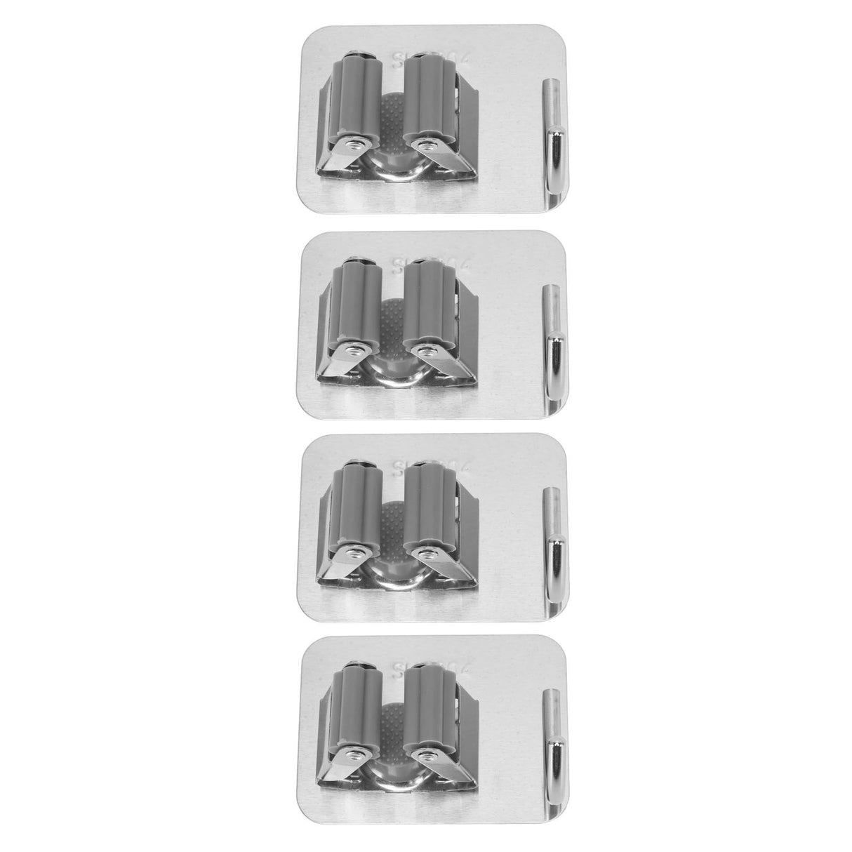 4Pcs Silver Mop Broom Holder with Hook Wall Mounted 304 Stainless Steel Mop Clip Holder