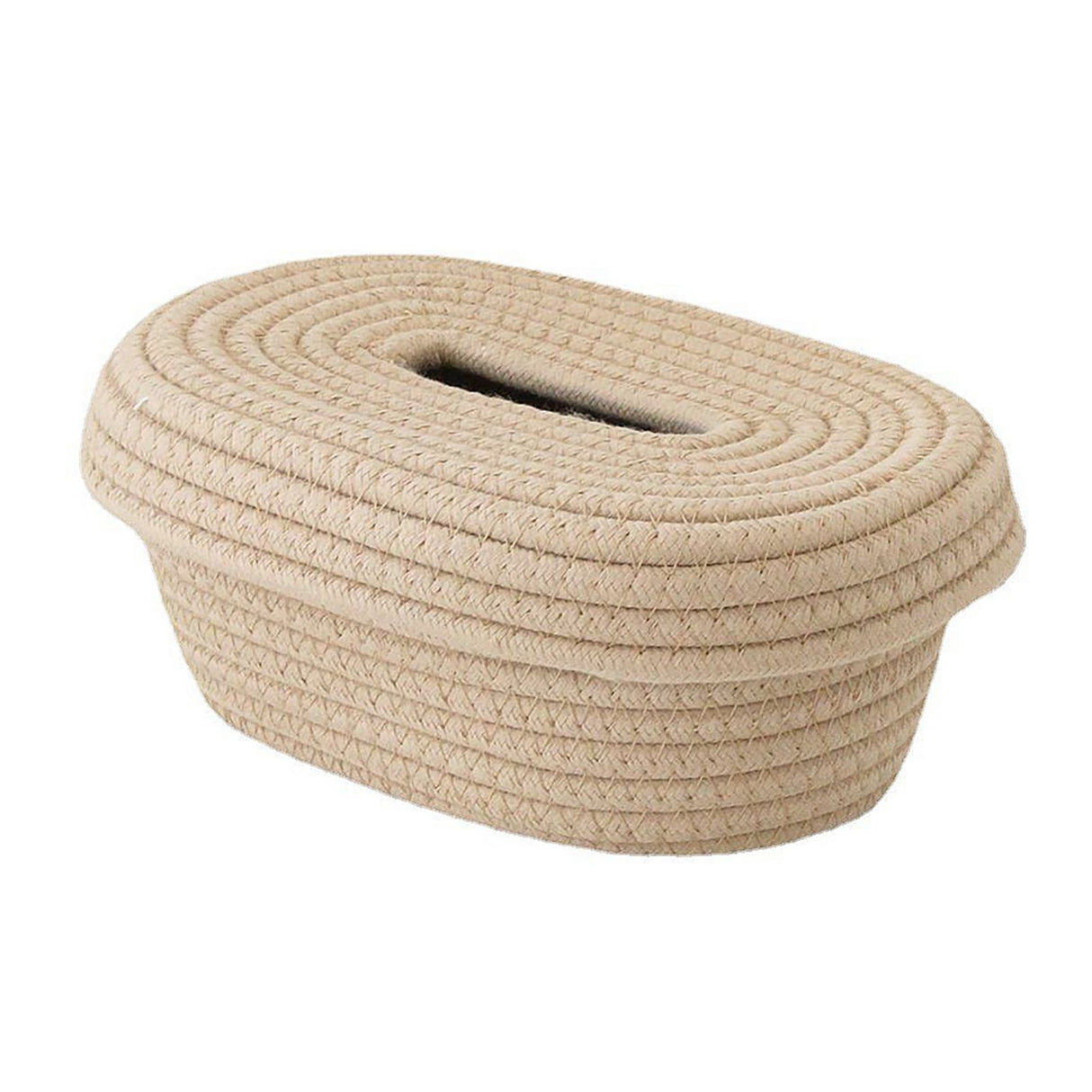Tissue Box Cover Handmade Cotton Rope Napkin Tissue Holder Decorative Household Desktop Tissue Storage Box Khaki