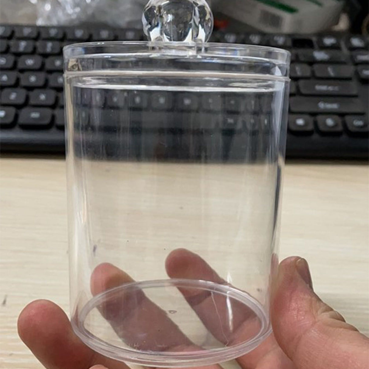 4Pcs Storage Jar Clear Round PS Plastic Bathroom Canister Set for Qtips Cotton Swabs Balls Cosmetic Pads