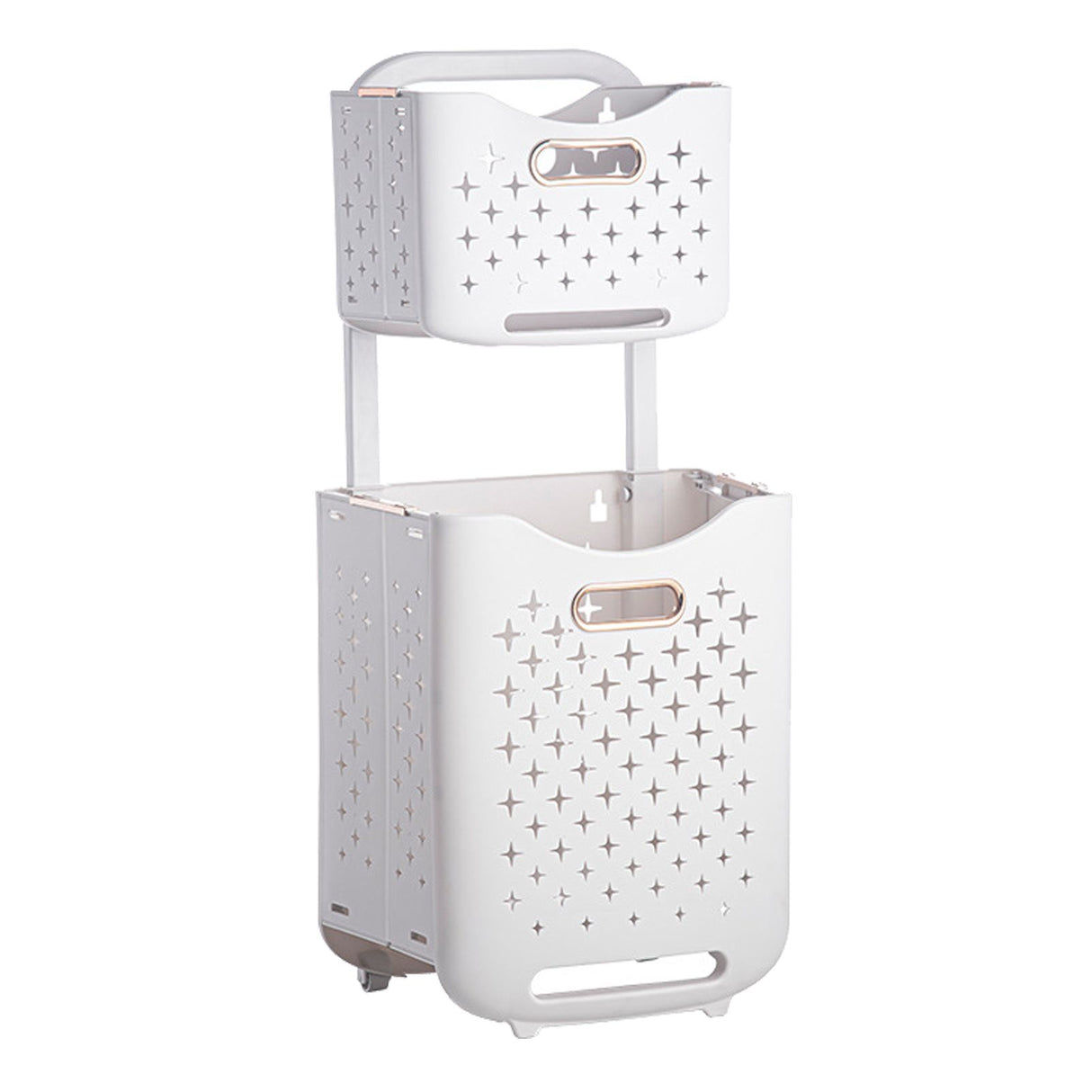 Collapsible Laundry Basket Portable Foldable Laundry Hamper Clothes Storage Organizer Basket for Home Hotel Rose Gold Combination