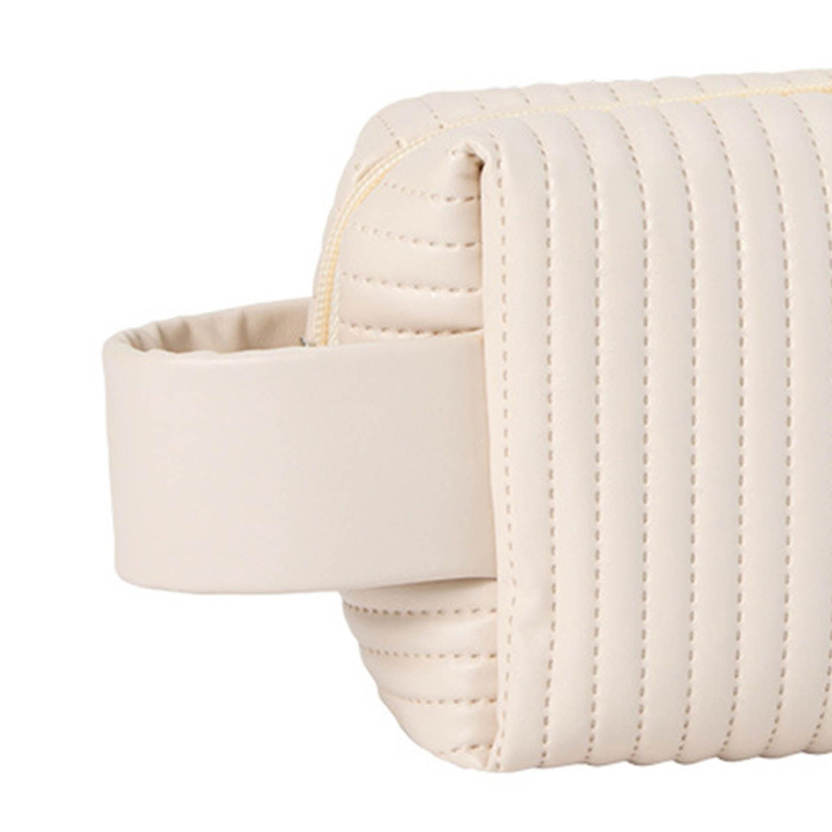 Makeup Cosmetic Bags with Handle Zipper Large Capacity Soft PU Leather Portable Travel Toiletry Bag Beige