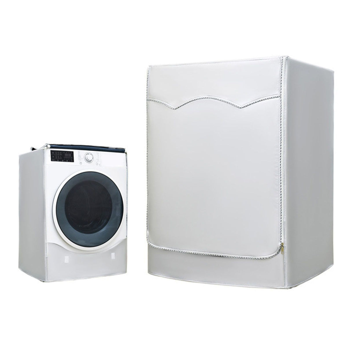 Washing Machine Cover Waterproof Dustproof Sunscreen for Fully Automatic Washer Silvering Oxford Cloth Piping Zipper L