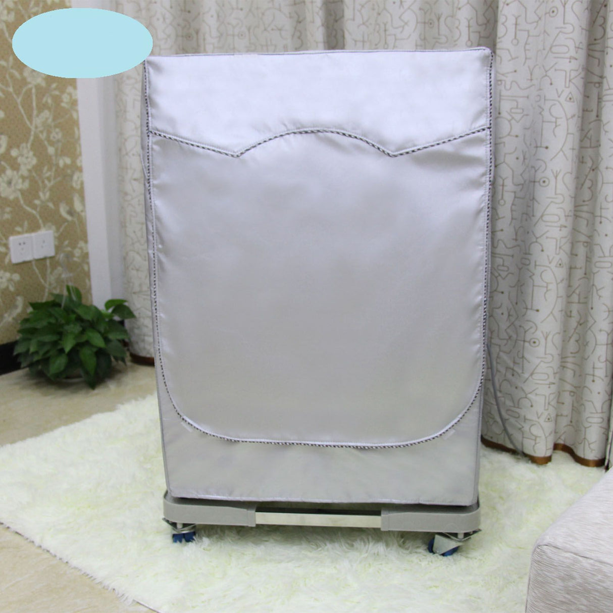 Washing Machine Cover Waterproof Dustproof Sunscreen for Fully Automatic Washer Silvering Oxford Cloth Piping Zipper L