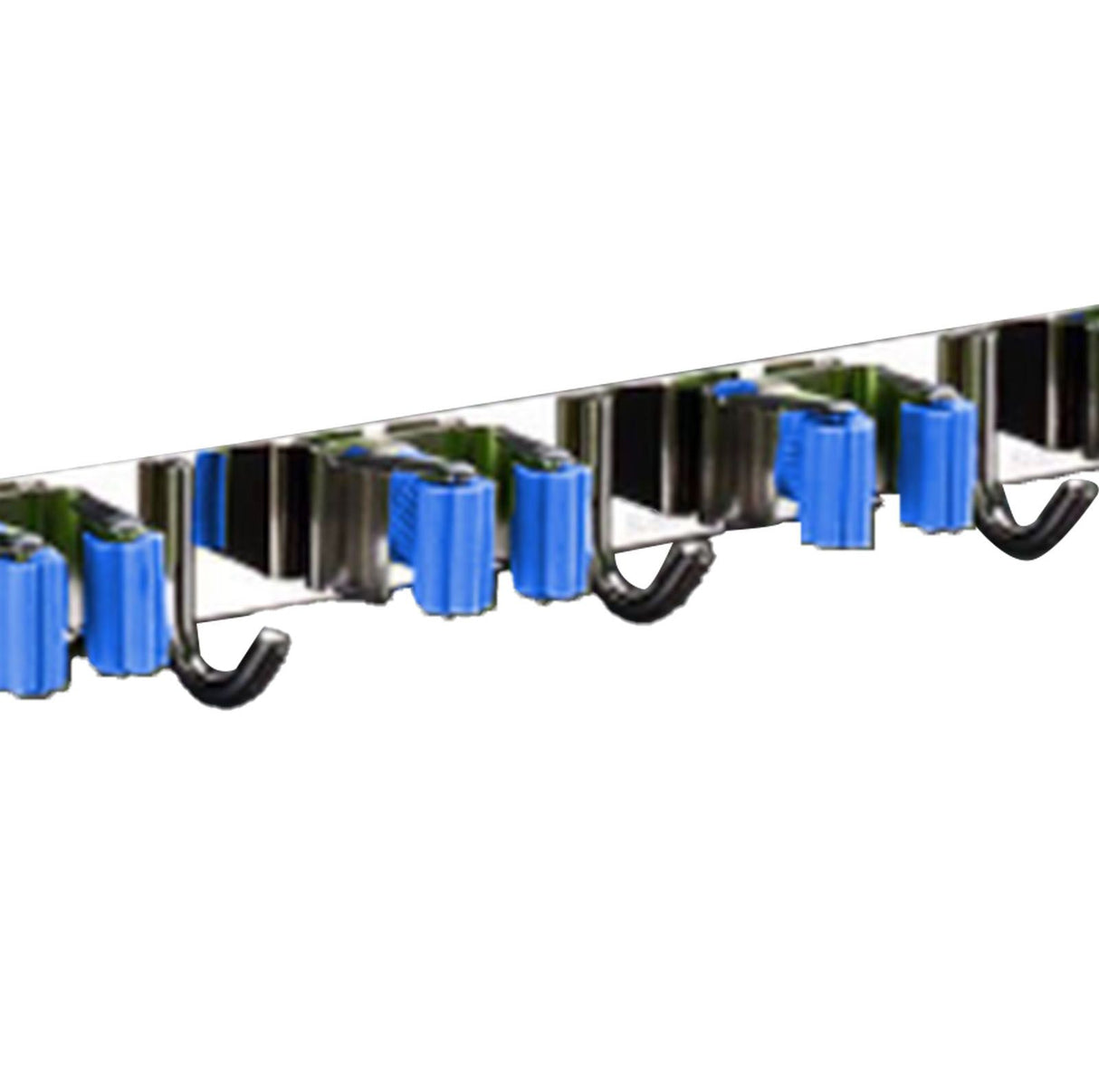 Punch Free Wall Mount Mop Broom Holder 4 Clips 5 Hooks Stainless Steel Mop Broom Holder Blue