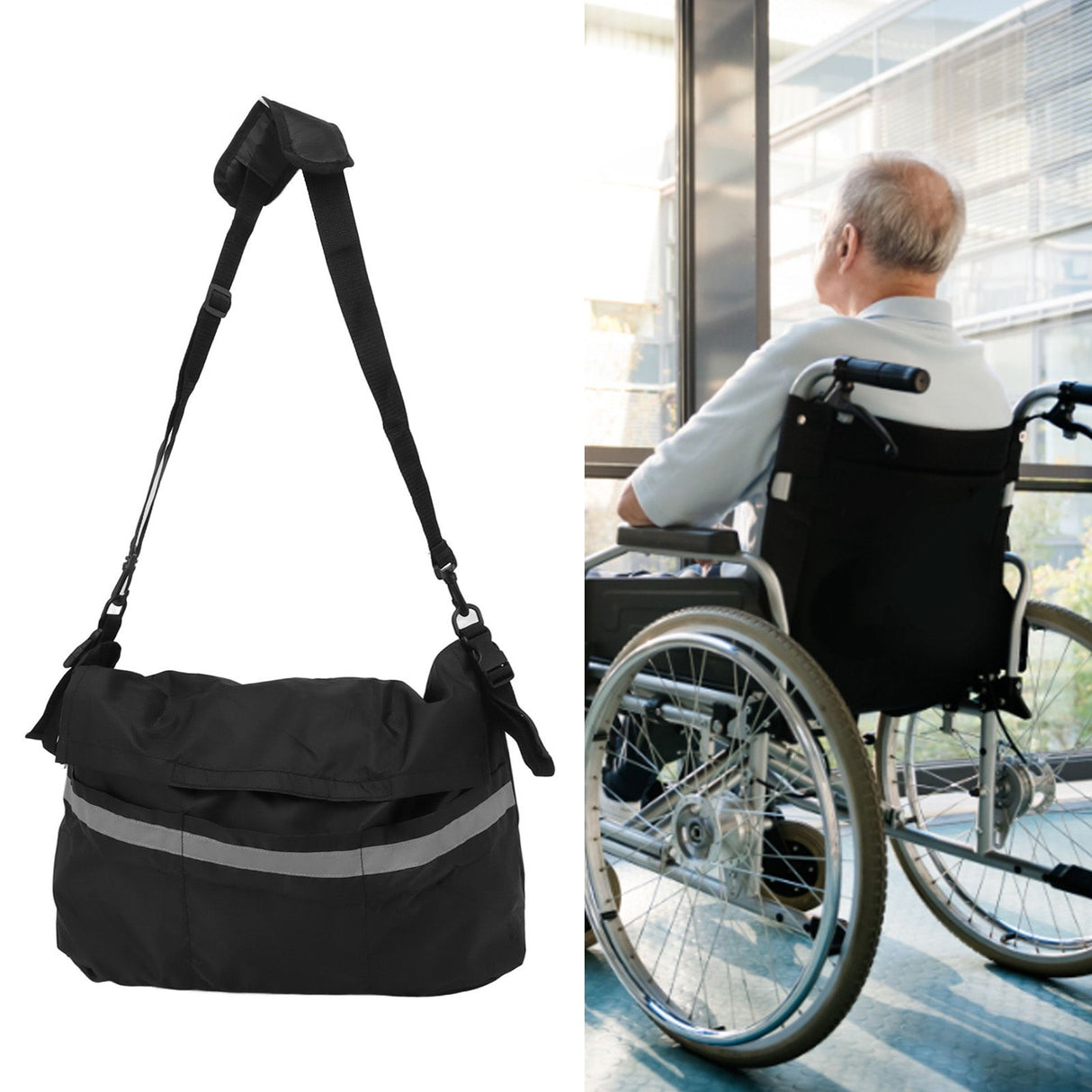 Walker Pouch Bag Polyester Foldable Wheelchair Backpack Carry Bag for Seniors Elderly