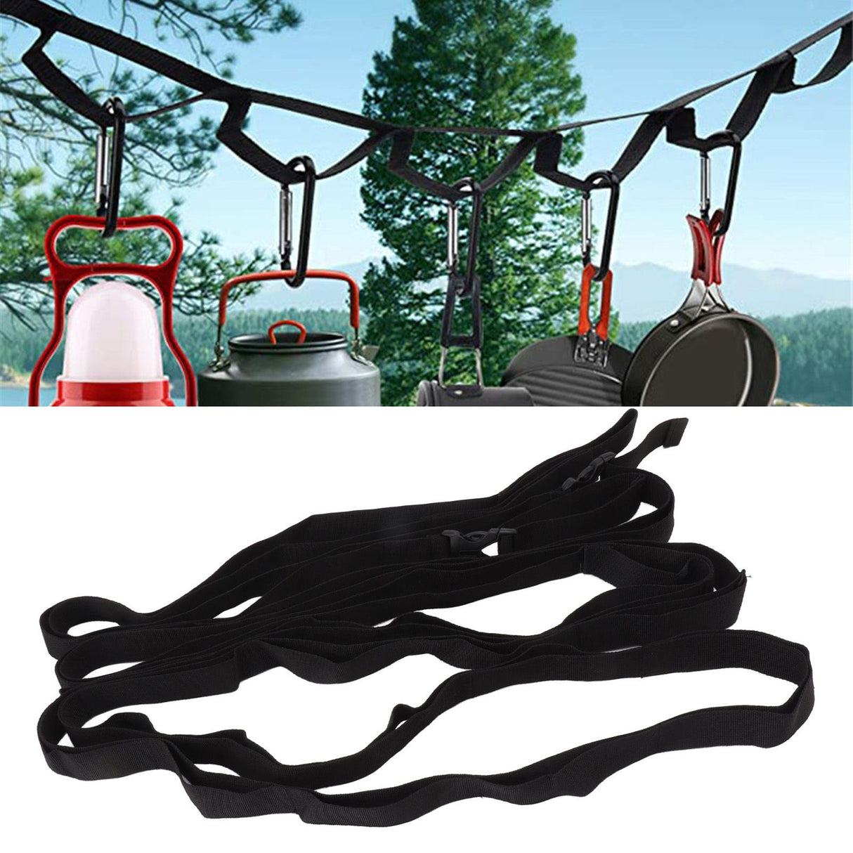 Camping Clothesline Multifunctional Nylon Laundry Clothesline Drying Line for Travel Garden Garage