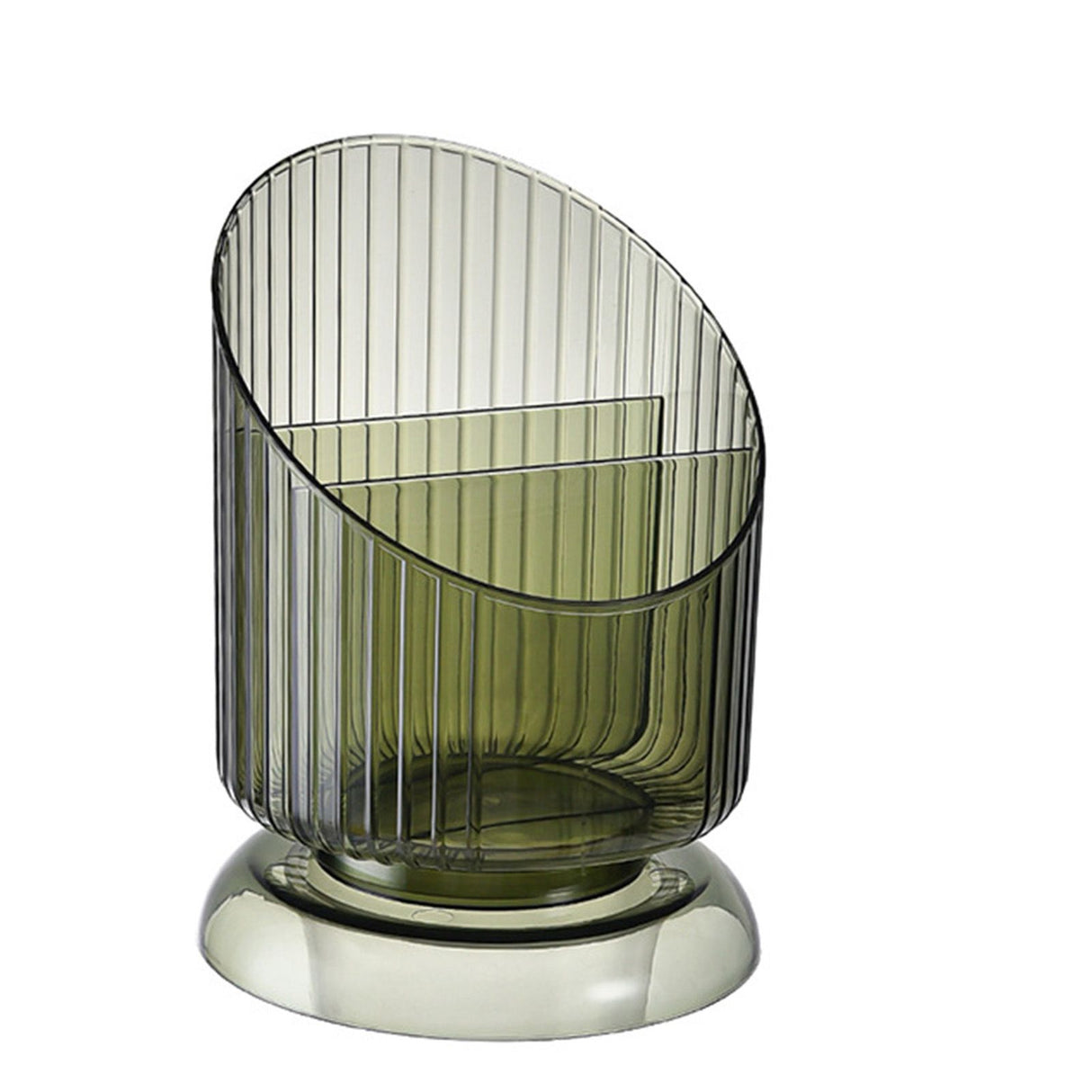 Makeup Brush Holder Organizer Plastic Transparent Round Makeup Brush Storage Holder Cup for Pen Pencil Green Free Size
