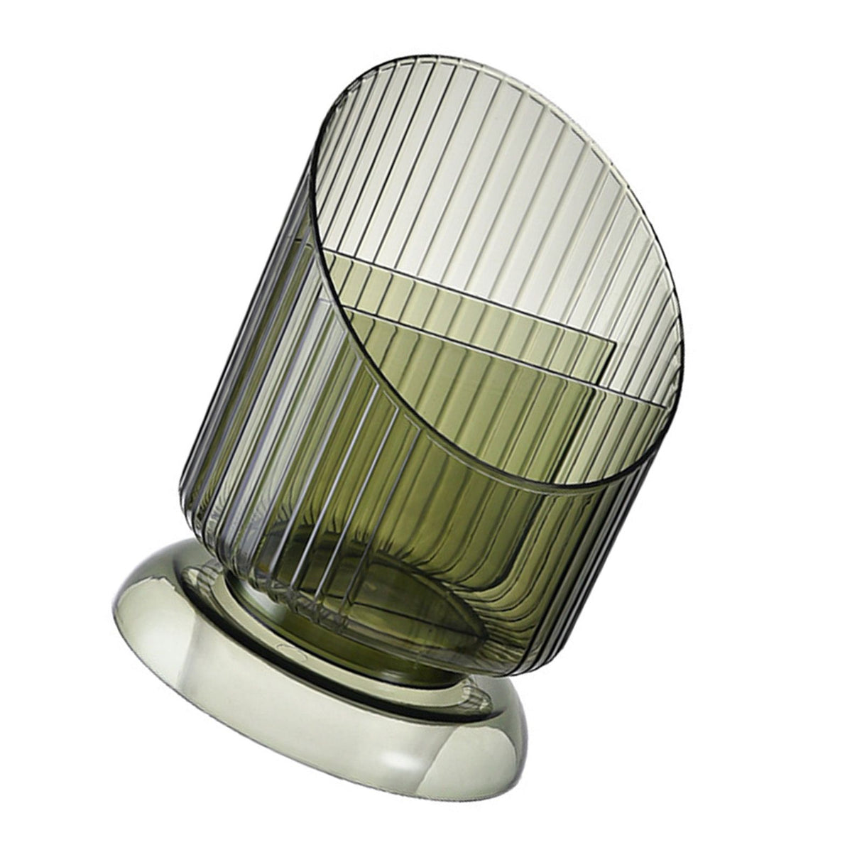 Makeup Brush Holder Organizer Plastic Transparent Round Makeup Brush Storage Holder Cup for Pen Pencil Green Free Size