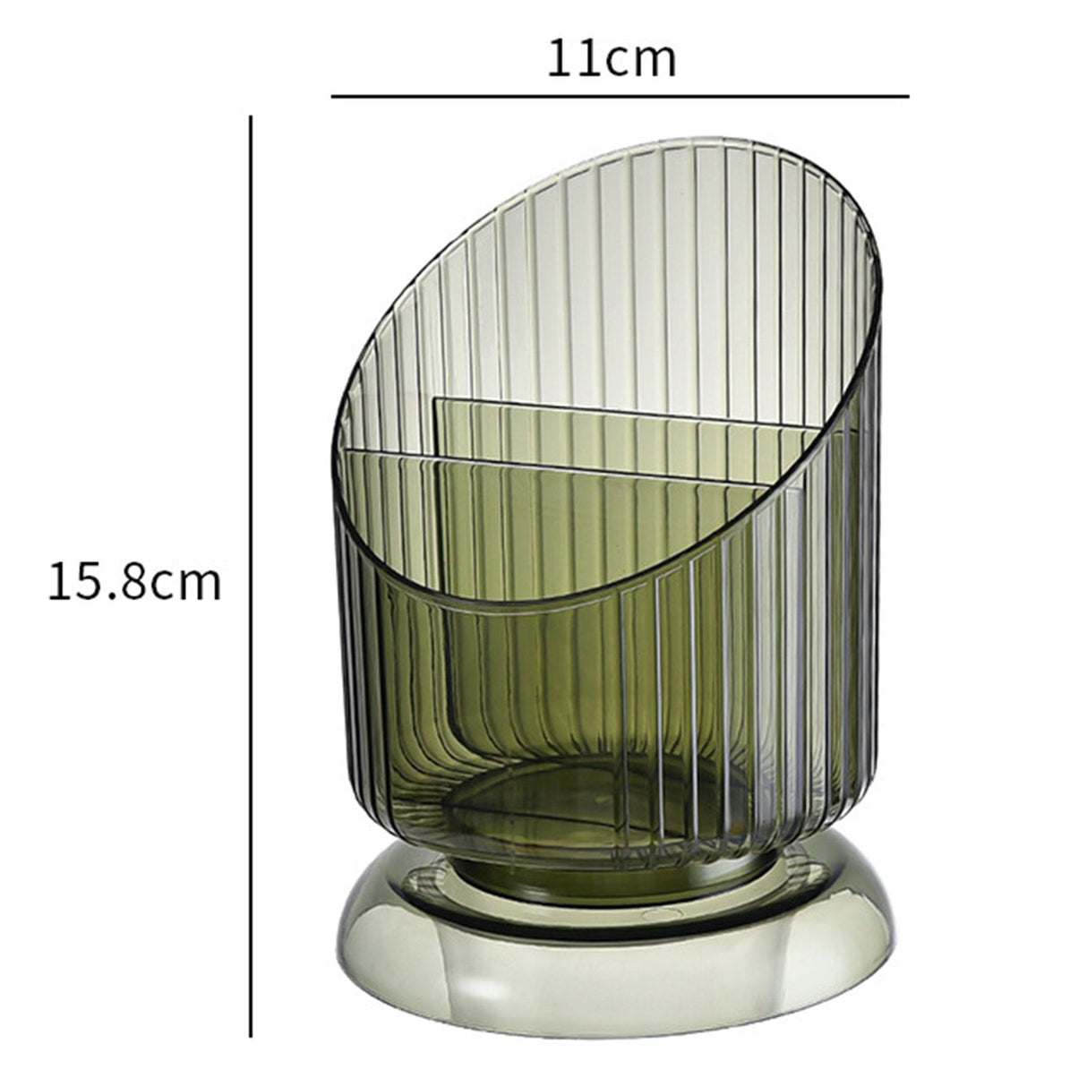 Makeup Brush Holder Organizer Plastic Transparent Round Makeup Brush Storage Holder Cup for Pen Pencil Green Free Size