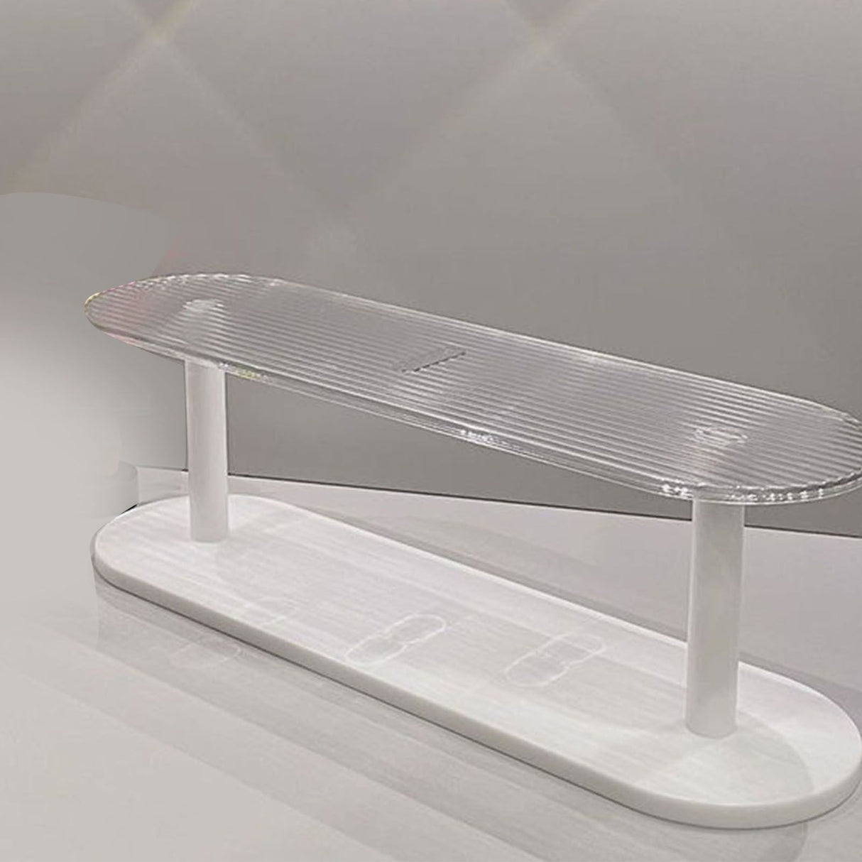 Figure Display Rack White Transparent Large Capacity Plastic Skin Care Rack Cosmetic Holder Stand Double Layer