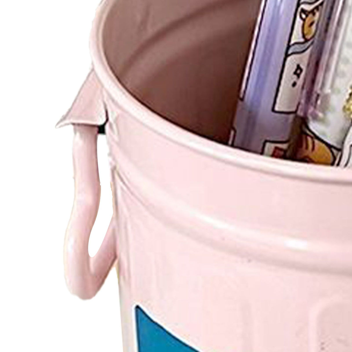 Pen Holder Metal Large Capacity Cute Practical Office Desk Pencil Holder for Study Classroom Pink Free Size