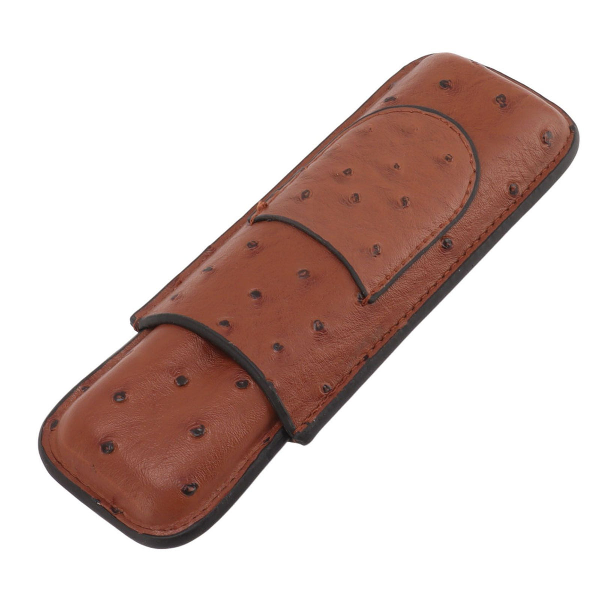 Cigar Case Holder PU Leather Brown 2 Finger Cigar Carrying Case with Front Pocket Portable for Anniversary Father's Day Gift