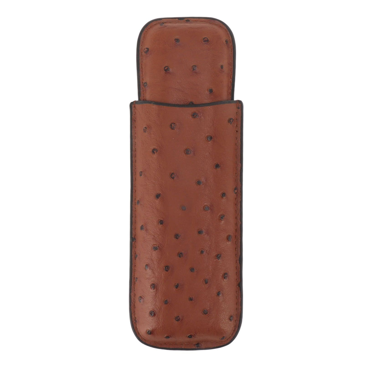 Cigar Case Holder PU Leather Brown 2 Finger Cigar Carrying Case with Front Pocket Portable for Anniversary Father's Day Gift