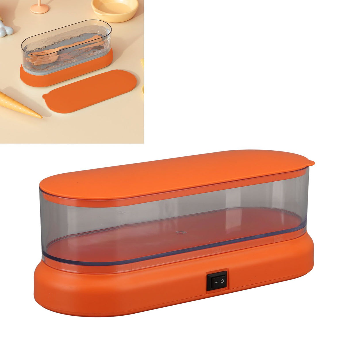 Mini Cleaning Machine Low Noise Portable Ultrasound Cleaner for Jewelry Glasses Makeup Brush Orange
