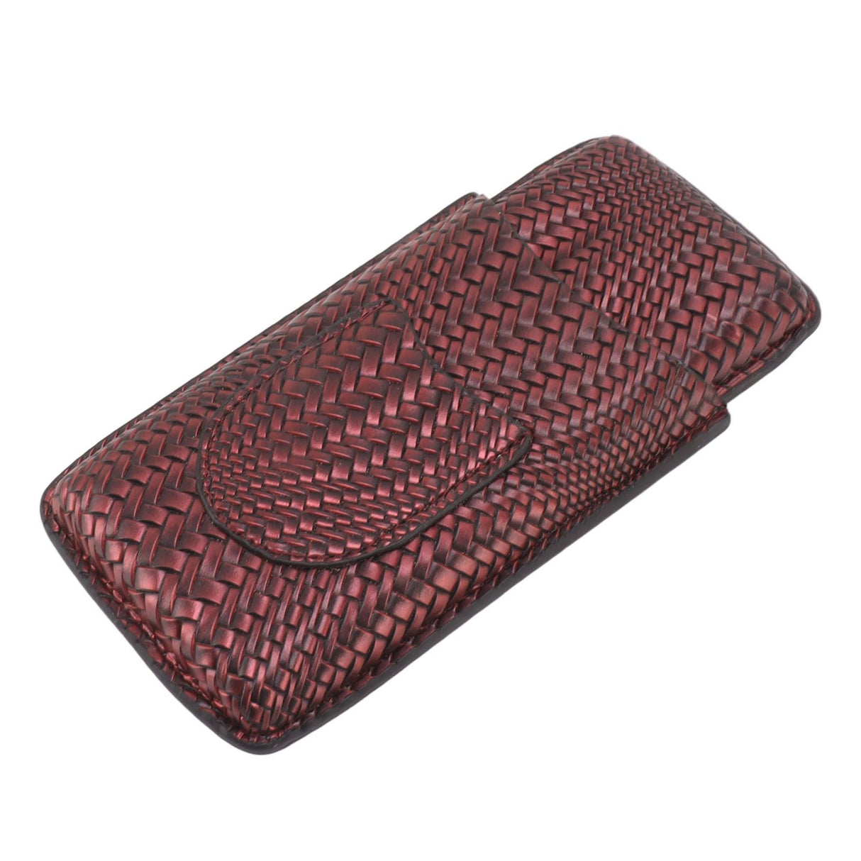 3 Finger Cigar Case Woven Pattern Portable Travel Leather Cigar Humidor Case Smoking Accessories Purple