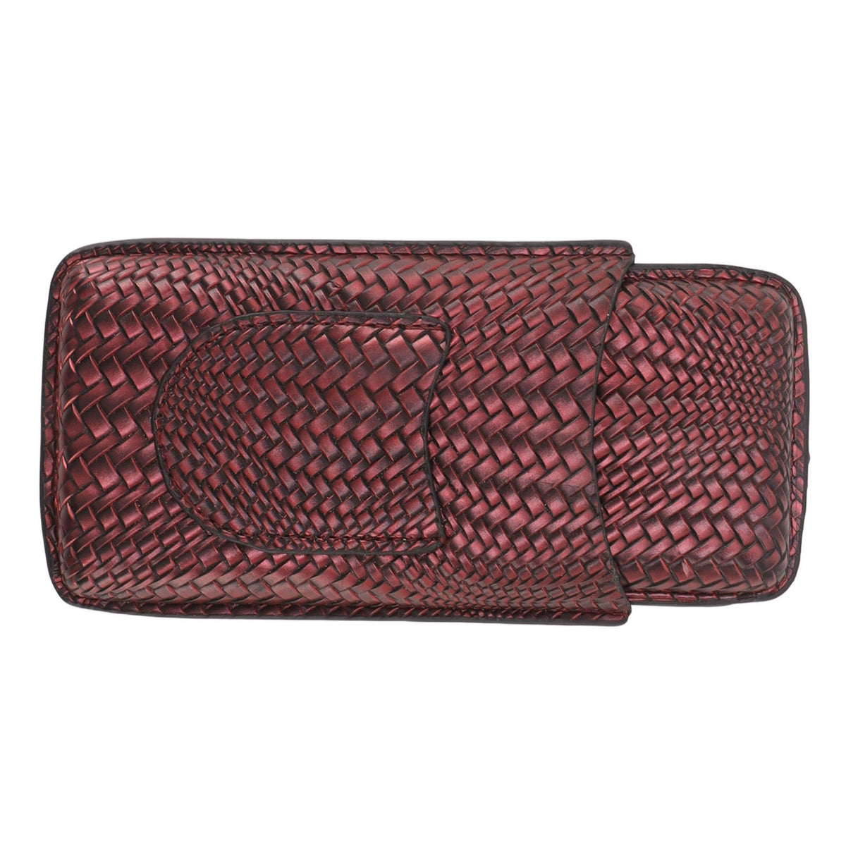 3 Finger Cigar Case Woven Pattern Portable Travel Leather Cigar Humidor Case Smoking Accessories Purple