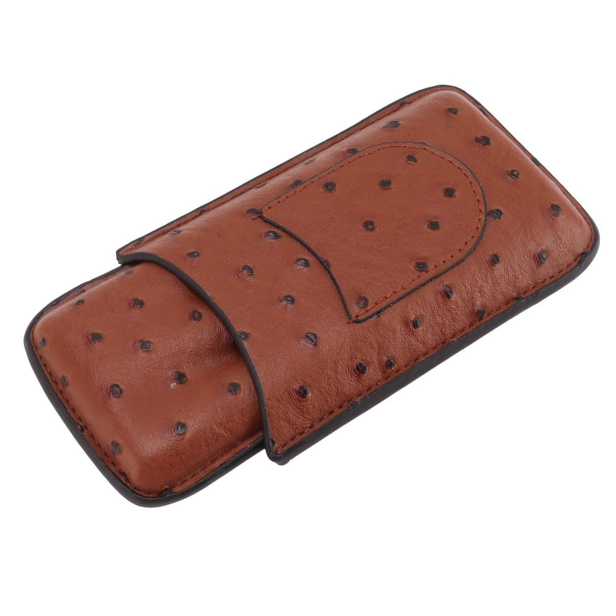 Cigar Case Holder Artificial Leather Brown 3 Finger Cigar Carrying Travel Case Portable for Travel Anniversary Gifts