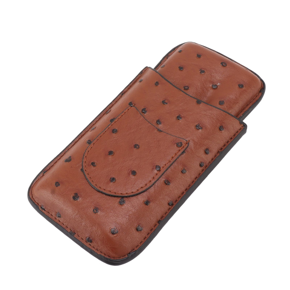 Cigar Case Holder Artificial Leather Brown 3 Finger Cigar Carrying Travel Case Portable for Travel Anniversary Gifts