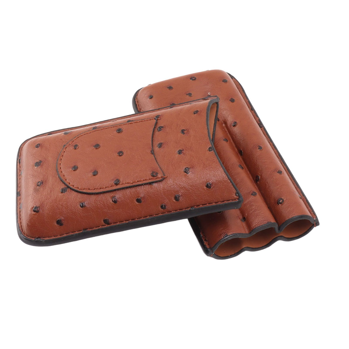 Cigar Case Holder Artificial Leather Brown 3 Finger Cigar Carrying Travel Case Portable for Travel Anniversary Gifts