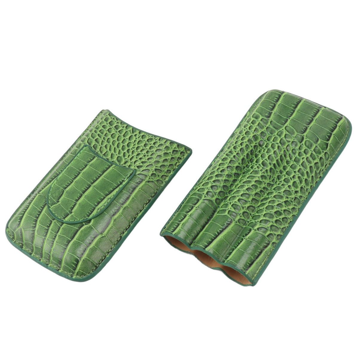 3 Finger Cigar Holder Frosted Finish Portable 3 Finger Leather Cigar Case for Travelling Hiking Green