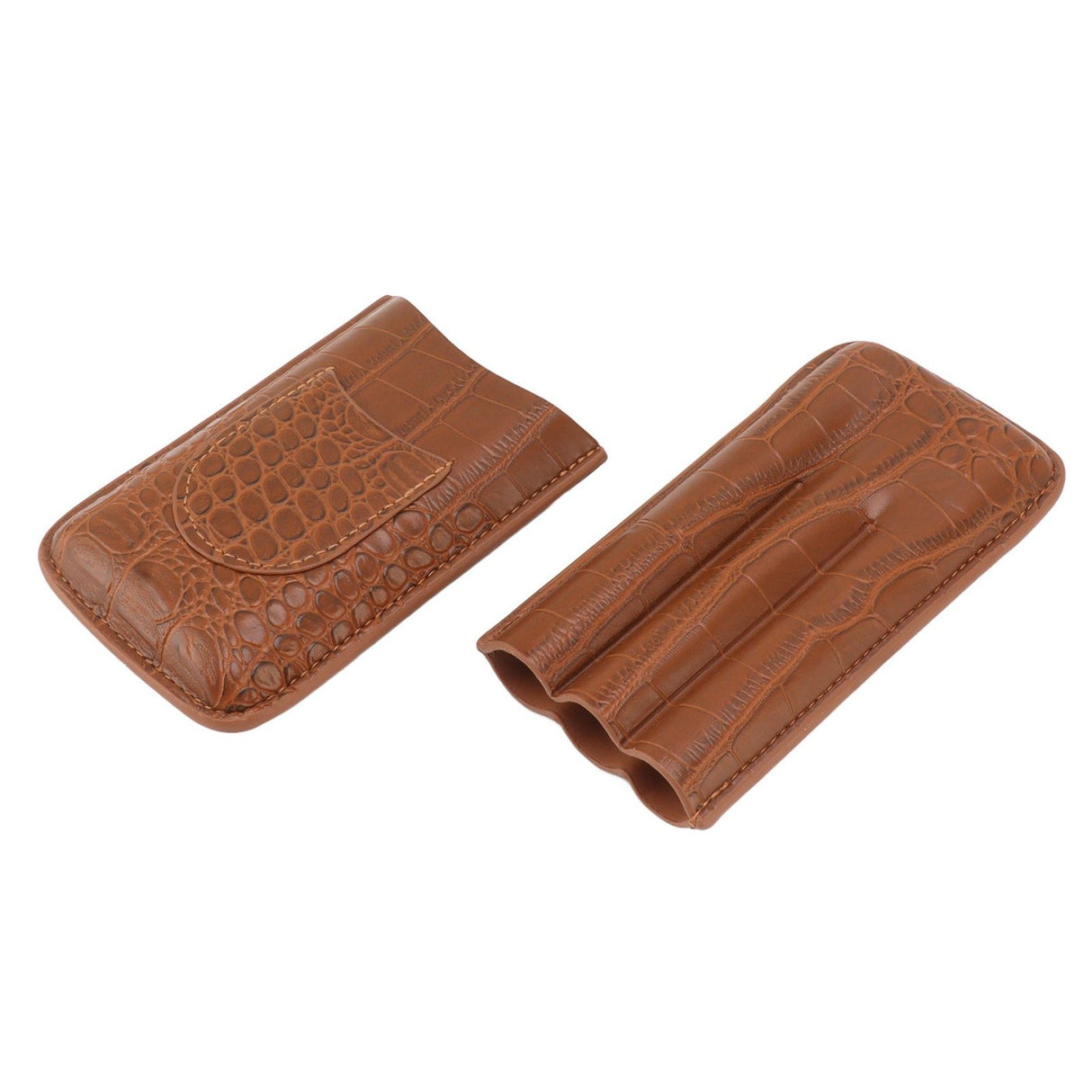 Cigar Holder Case Artificial Leather Portable Durable Elegant 3 Finger Cigar Box for Travel Outdoor Business 79