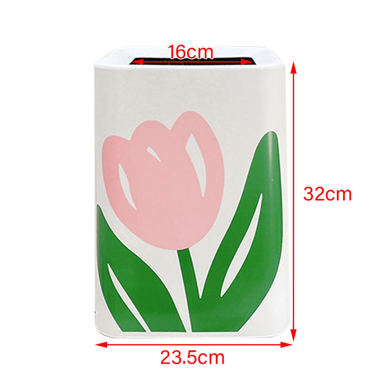 Floral Trash Can Large Mouth Cute Appearance Modern Style Garbage Waste Basket for Kitchen Bathroom Bedroom Square Large Size