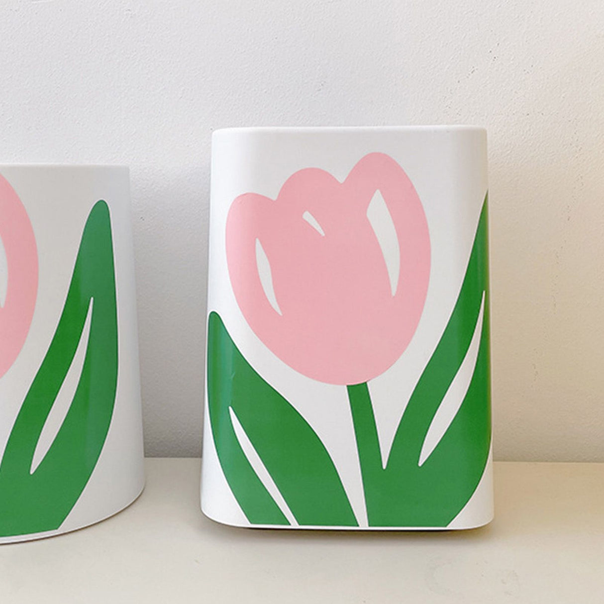 Floral Trash Can Large Mouth Cute Appearance Modern Style Garbage Waste Basket for Kitchen Bathroom Bedroom Square Large Size