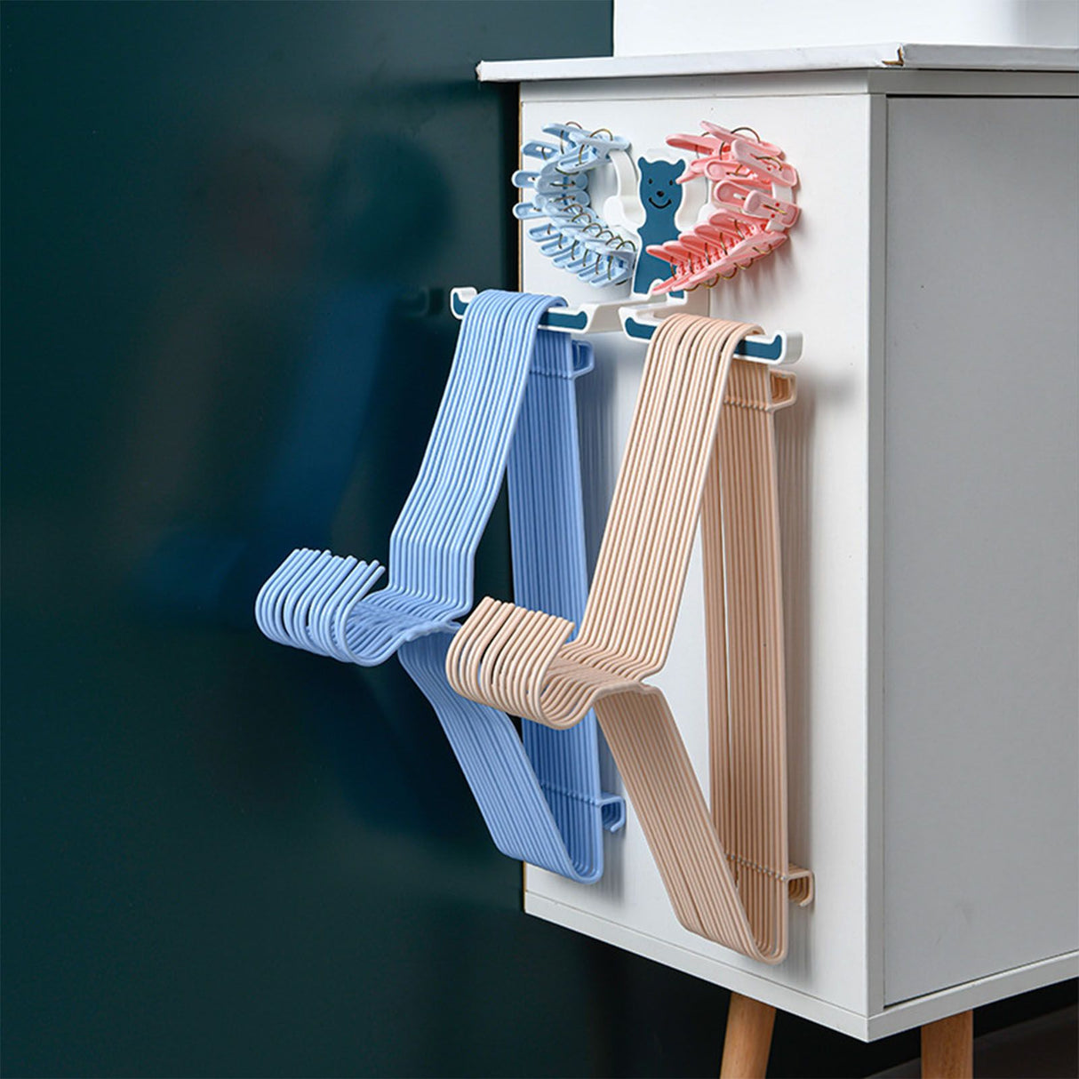 Storage Hook Rack Multipurpose Strong Bearing Capacity Waterproof Punch Free Towel Rack Holder for Home Blue
