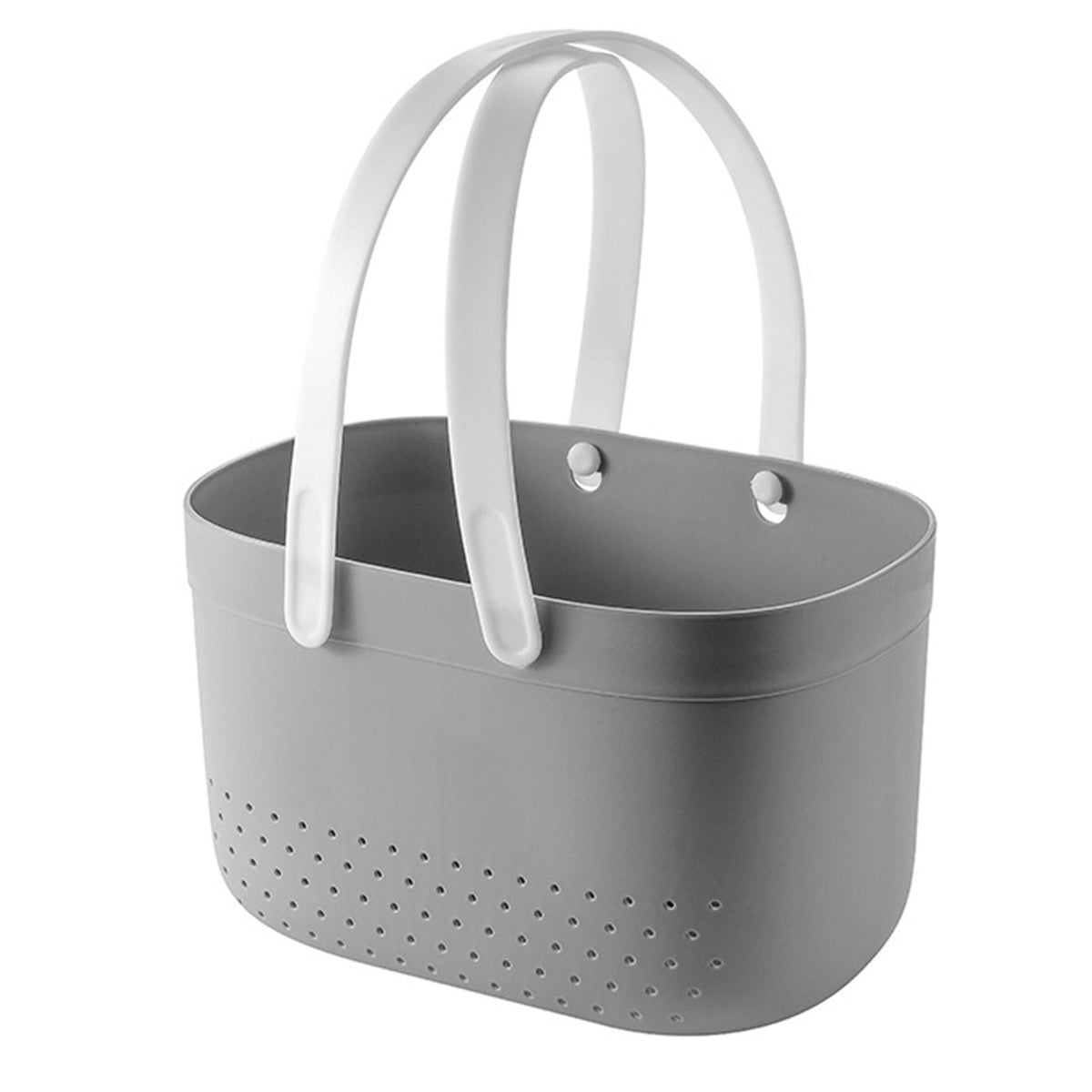 Portable Shower Basket with Ventilation Holes Large Capacity Plastic Portable Storage Basket with Handles for Bathroom Grey