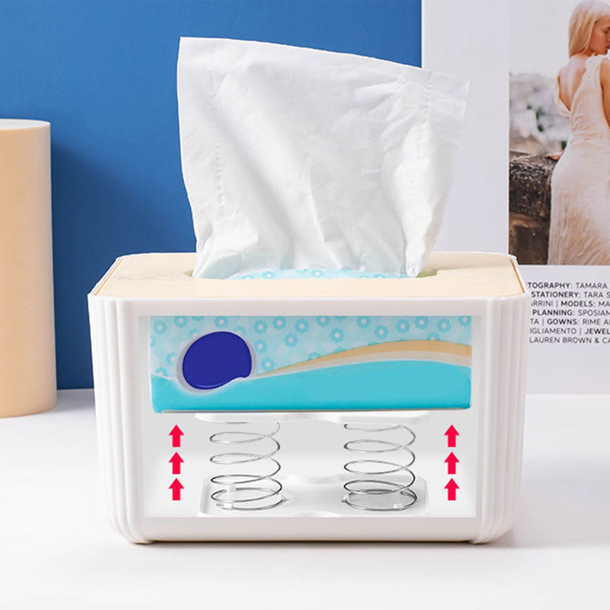 Tissue Box Spring Support Automatic Lifting Flexible Tissue Spring Bracket Spring Holder for Kitchen Office Room