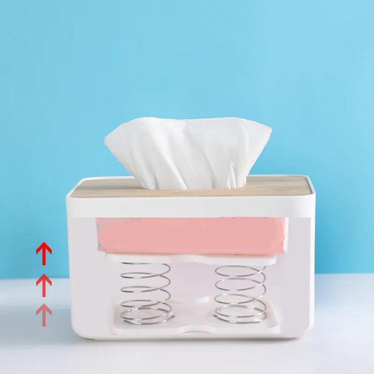 Tissue Box Spring Support Automatic Lifting Flexible Tissue Spring Bracket Spring Holder for Kitchen Office Room