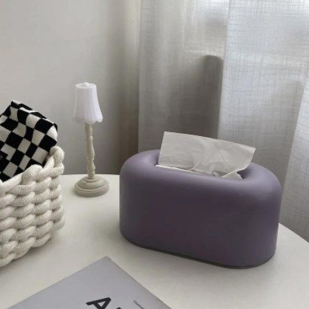 Nordic Ins Plastic Tissue Box Simple Paper Holder Dispenser Home Storage Case for Home Dormitory Bedroom Coffee Table Restaurant Light Purple