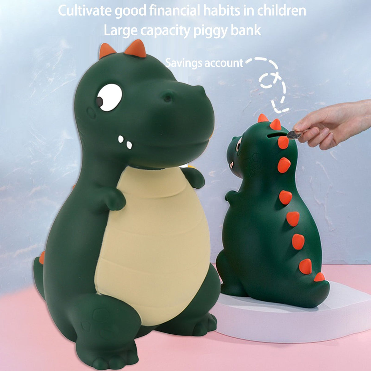 Dinosaur Piggy Bank Cute Cartoon Money Save Box Fall Resistance Money Coin Bank Desktop Decoration Boys Girls Gift Large Green