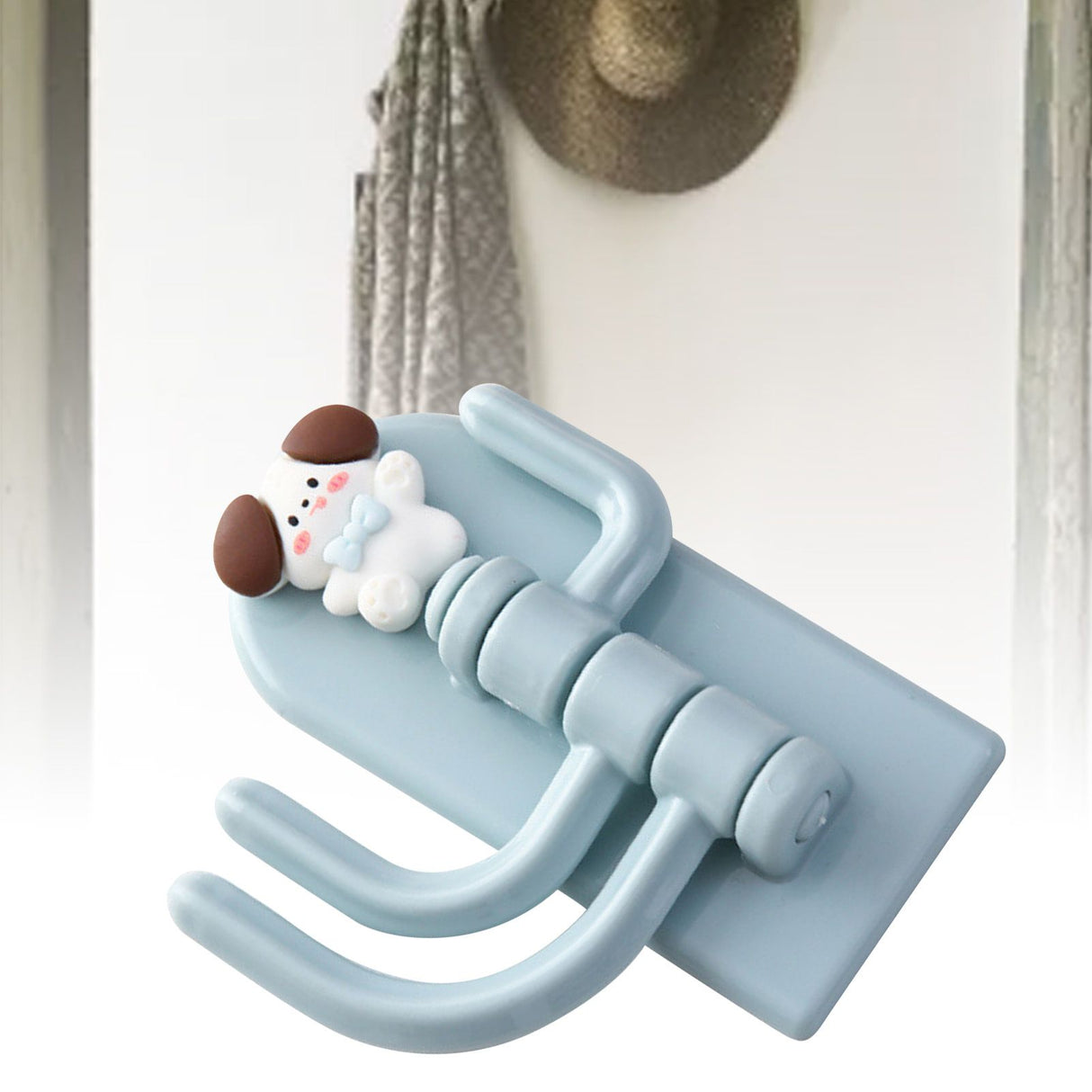 Self Adhesive Hanger Punch Free Rotating 3 Hooks Cute Animal Wall Door Holder for Keys Dog