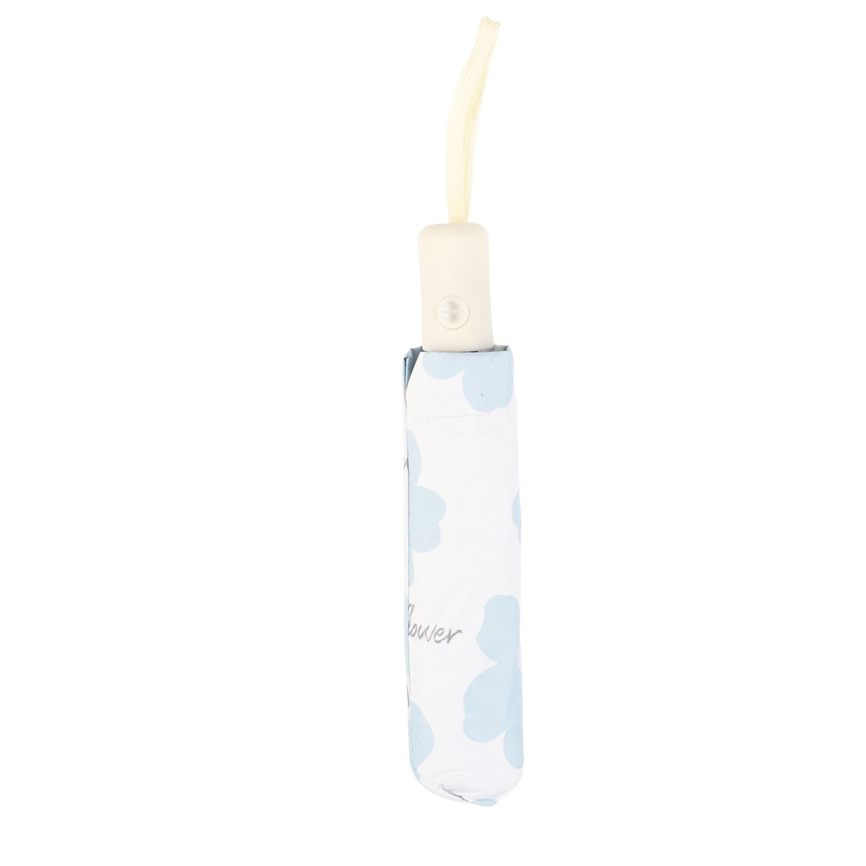 Flower Pattern Folding Umbrella UV Protection Foldable Rain Shine Dual Use Sun Umbrella for Travelling Sky Blue