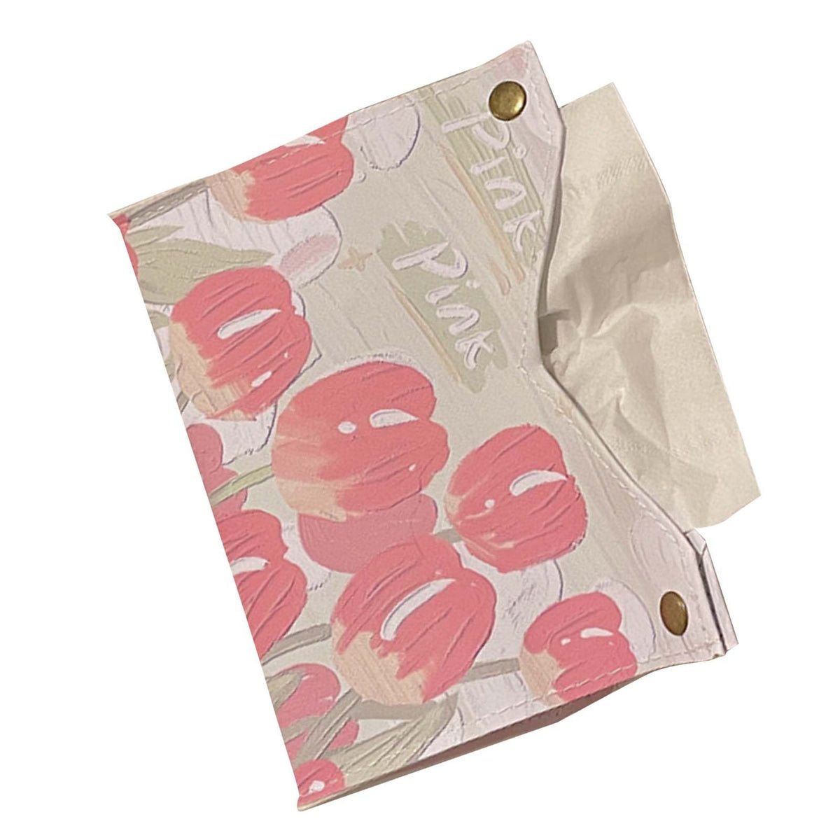 Paper Box Cover Large Cute PU Leather Facial Hand Paper Box Cover for Bedroom Living Room Cars Pink