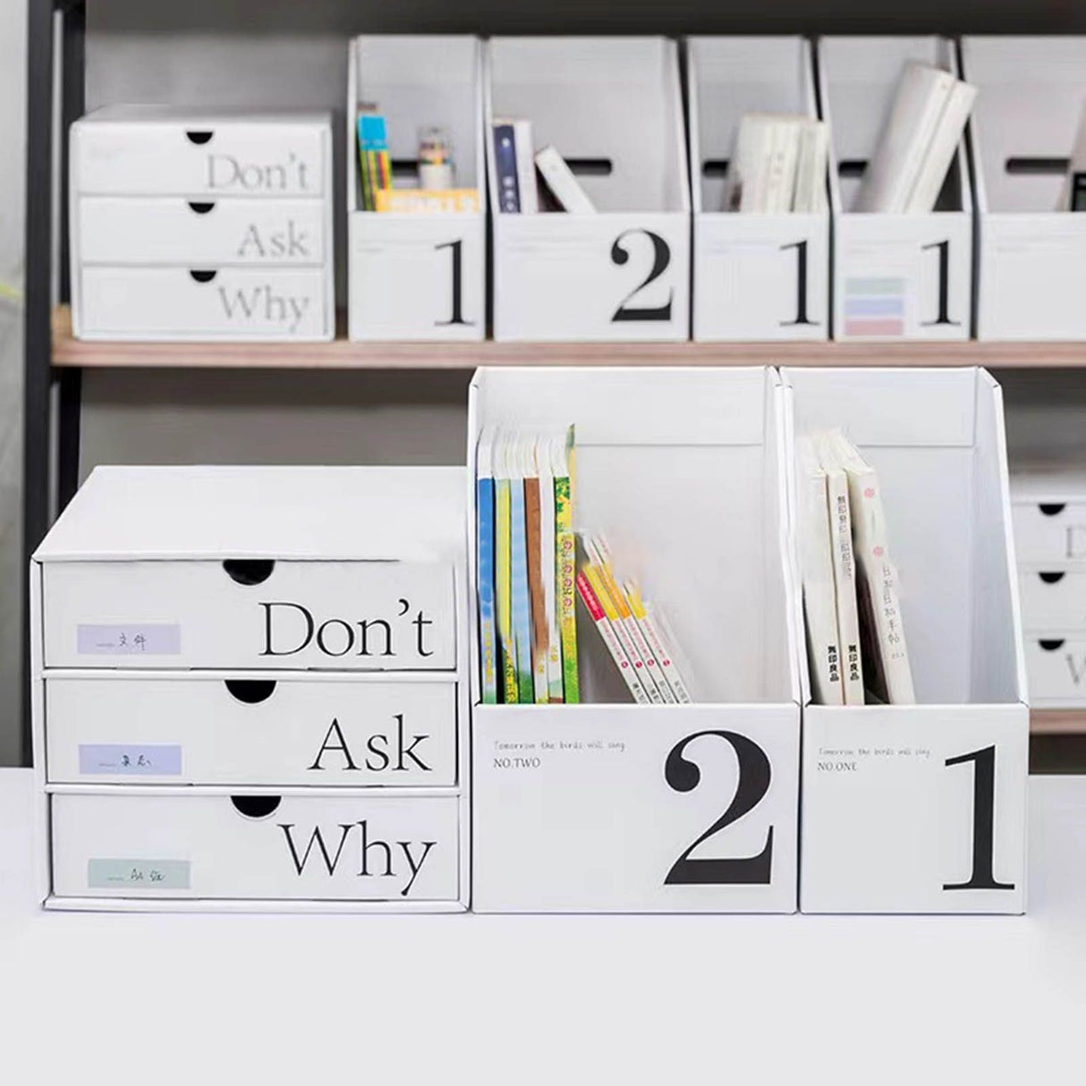 Vertical File Folder Bin Paper Number Marking Slim Desk Storage Organizer for Books Notebooks Magazines Envelopes 1