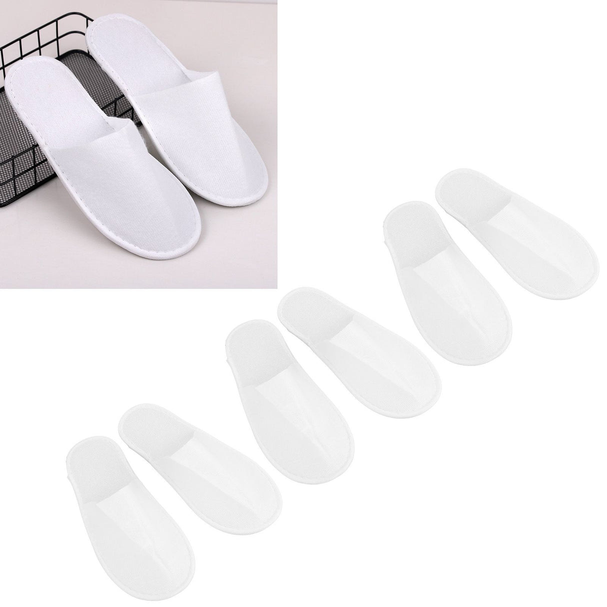 18 Pair Disposable Slippers Prevent Slip Waterproof Sole Soft Lightweight Guest Slippers for Hotel Travel Spa White