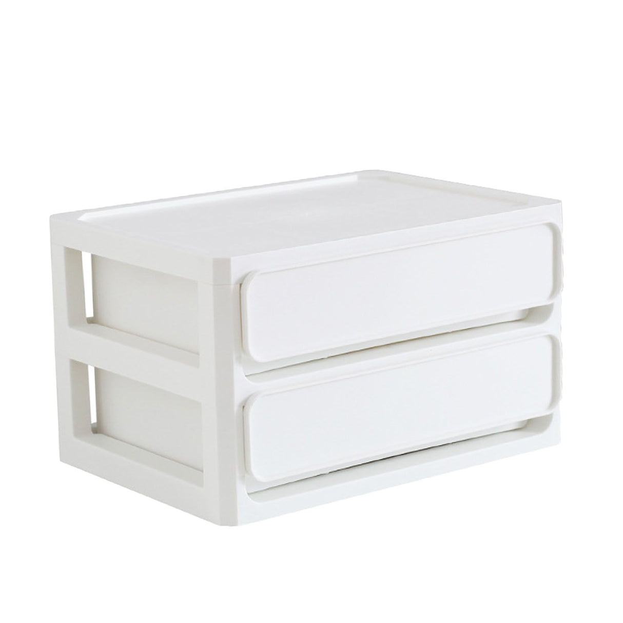 Storage Drawer Multi Layers Stackable Dustproof Desktop Storage Box Organizer for Student Dormitory Home Cosmetics 2 Layers White