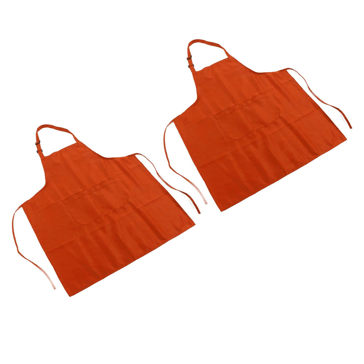 Cooking Apron Waterproof Adjustable Neck Strap Breathable Soft Kitchen Bib Apron with Pocket for Barbecue Baking 2pcs Orange