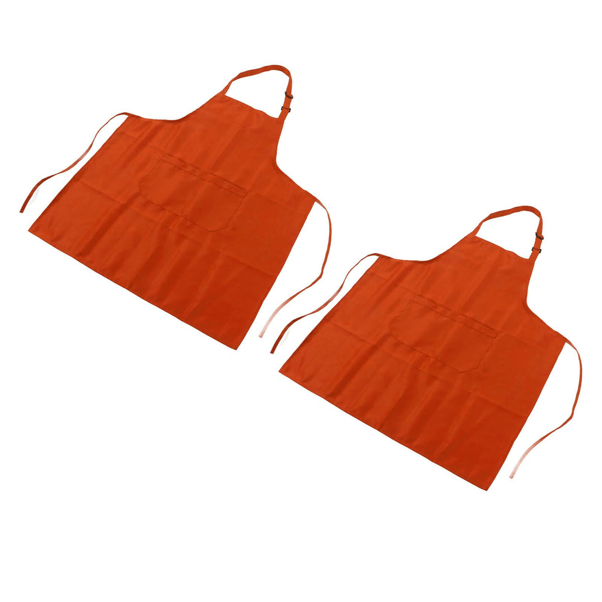 Cooking Apron Waterproof Adjustable Neck Strap Breathable Soft Kitchen Bib Apron with Pocket for Barbecue Baking 2pcs Orange