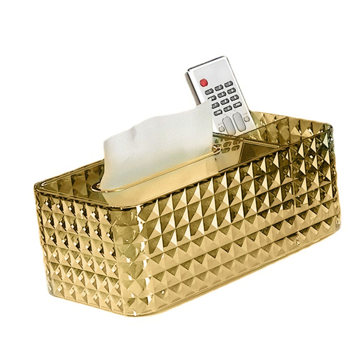 Tissue Storage Box Rhombus Texture Side Partition Towel Napkin Container Case Transparent Gold