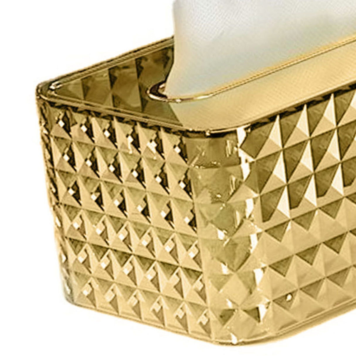 Tissue Storage Box Rhombus Texture Side Partition Towel Napkin Container Case Transparent Gold