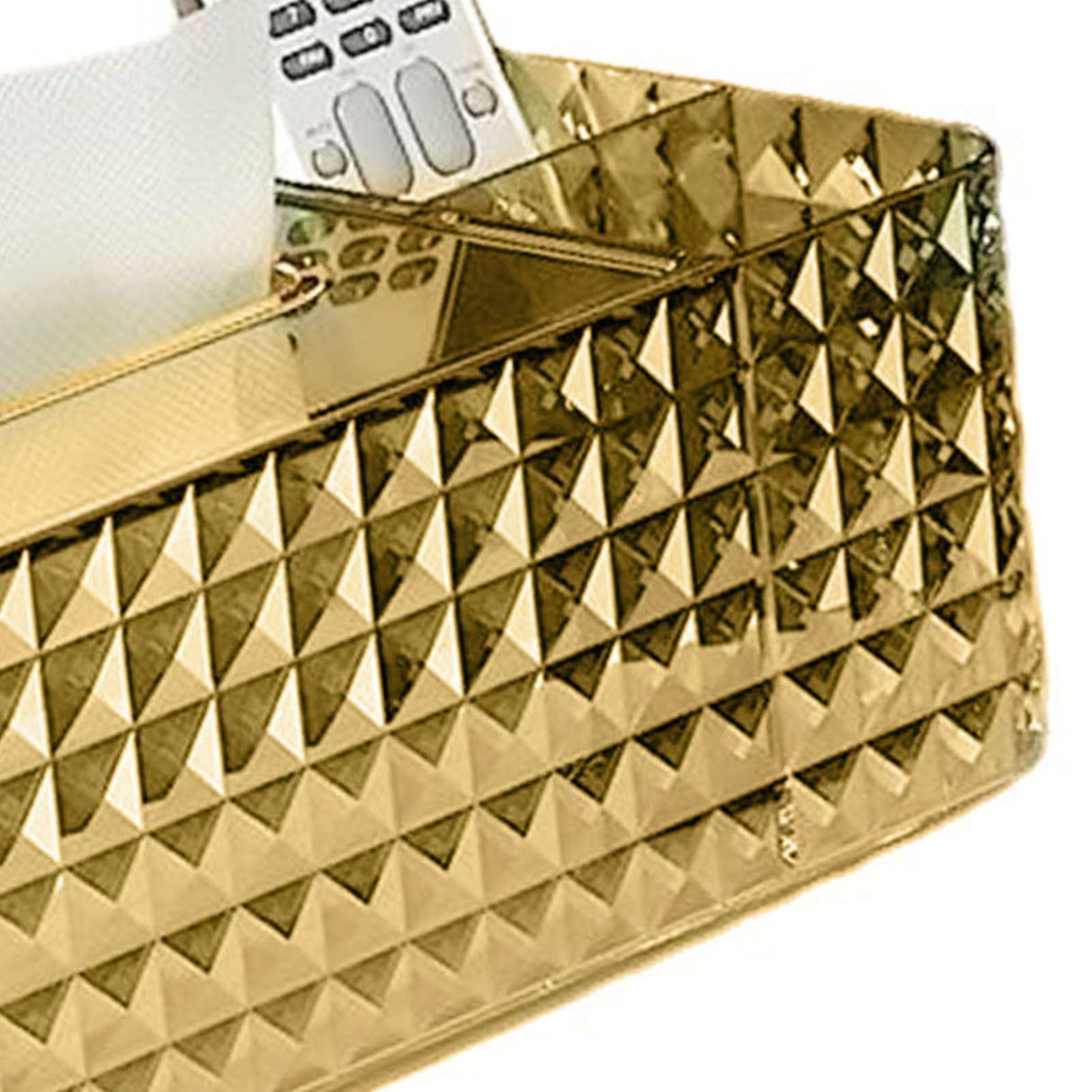 Tissue Storage Box Rhombus Texture Side Partition Towel Napkin Container Case Transparent Gold