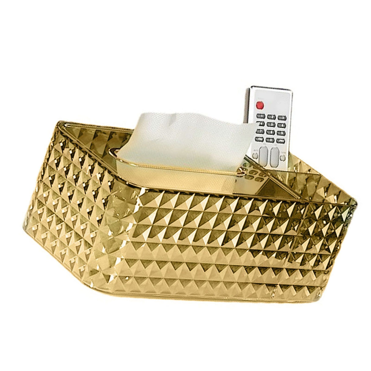 Tissue Storage Box Rhombus Texture Side Partition Towel Napkin Container Case Transparent Gold