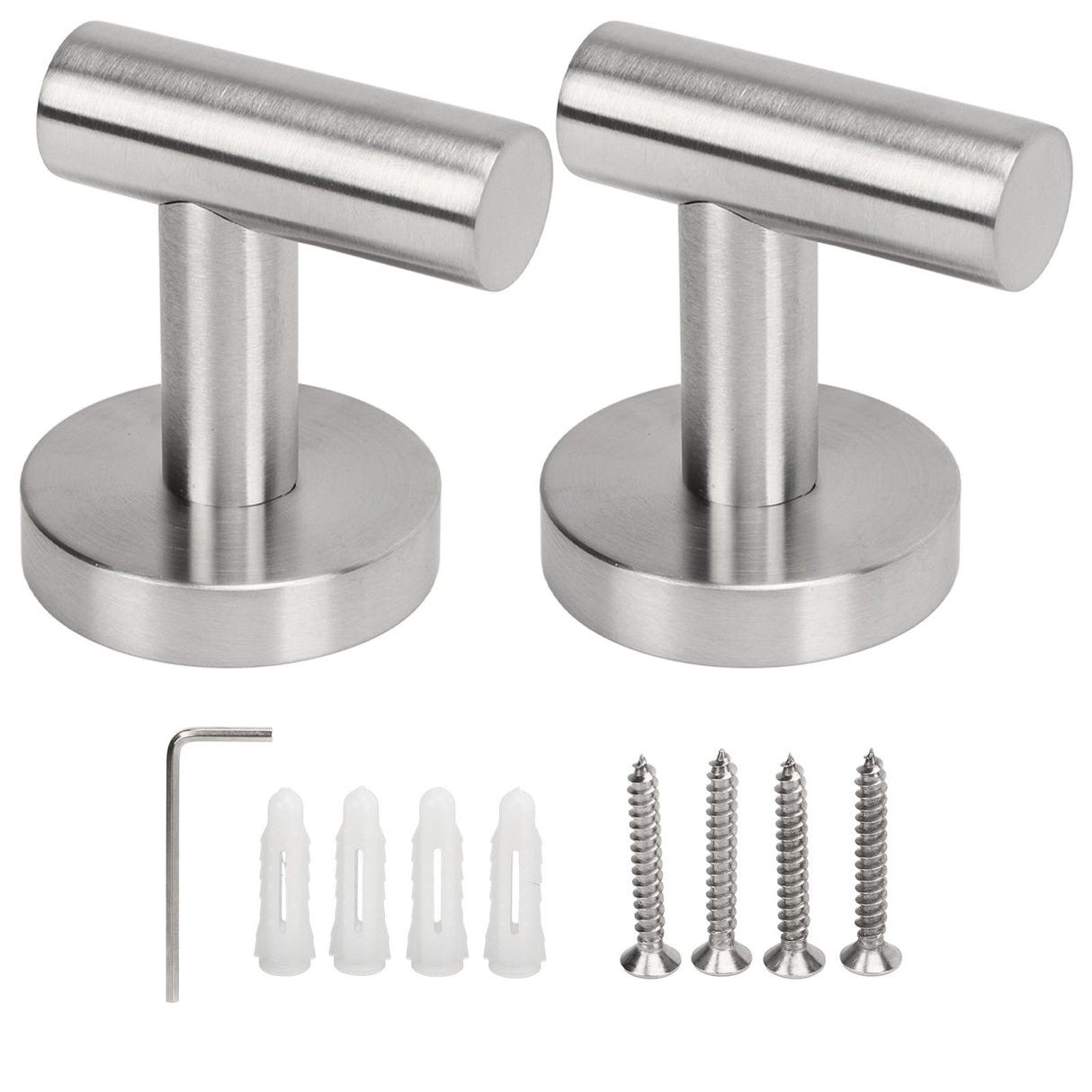 Towel Hooks Stainless Steel Wall Mounted Heavy Duty Robe Hook Holder for Coat Hat Bathroom Kitchen Silver