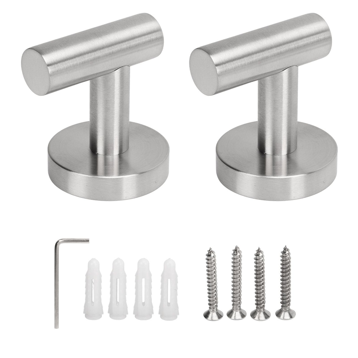 Towel Hooks Stainless Steel Wall Mounted Heavy Duty Robe Hook Holder for Coat Hat Bathroom Kitchen Silver