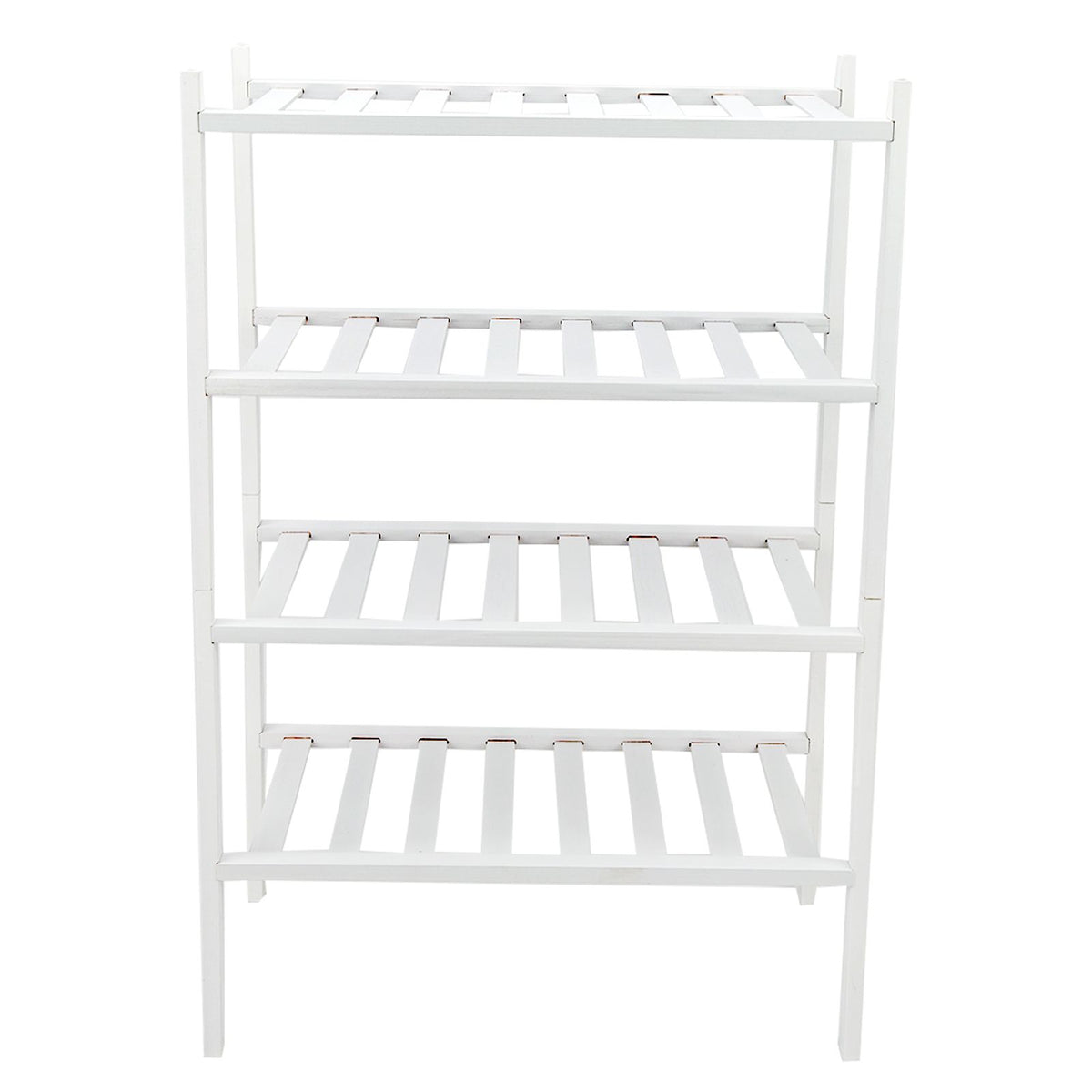 4 Tier Shoe Rack White Stackable Shoes Rack Organizer Multifunctional Bamboo Shoe Rack for Home Hotel Dorm