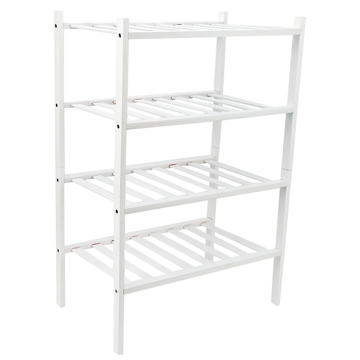 4 Tier Shoe Rack White Stackable Shoes Rack Organizer Multifunctional Bamboo Shoe Rack for Home Hotel Dorm