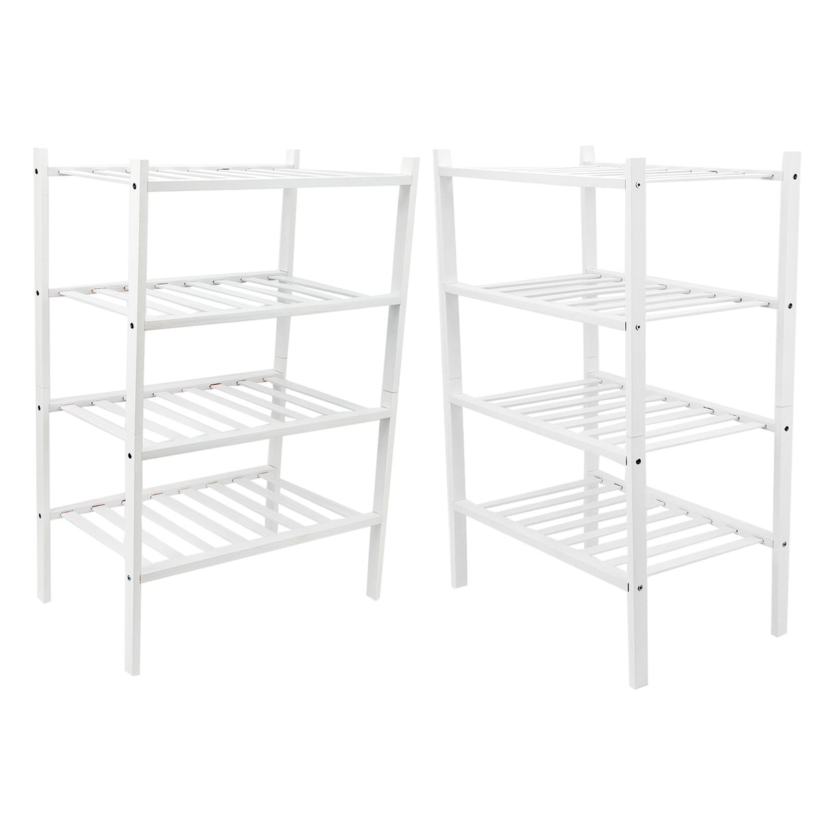 4 Tier Shoe Rack White Stackable Shoes Rack Organizer Multifunctional Bamboo Shoe Rack for Home Hotel Dorm